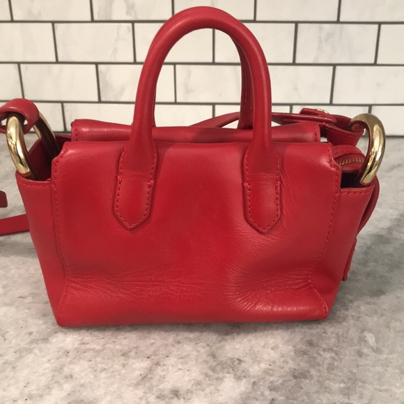 J Crew Crossbody Purse Womens Red Harper Leather Shoulder Bag Classic Bohemian - Picture 2 of 12